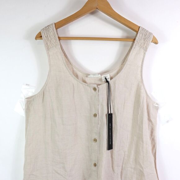 NWT Nicole Miller York Natural 100% Linen Sleeveless Dress XL - Picture 4 of 8